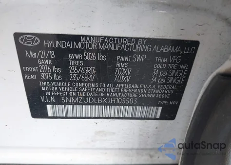 2018 Hyundai Santa Fe Sport 2.4L from USA, damaged, VIN 5NMZUDLBXJH105503